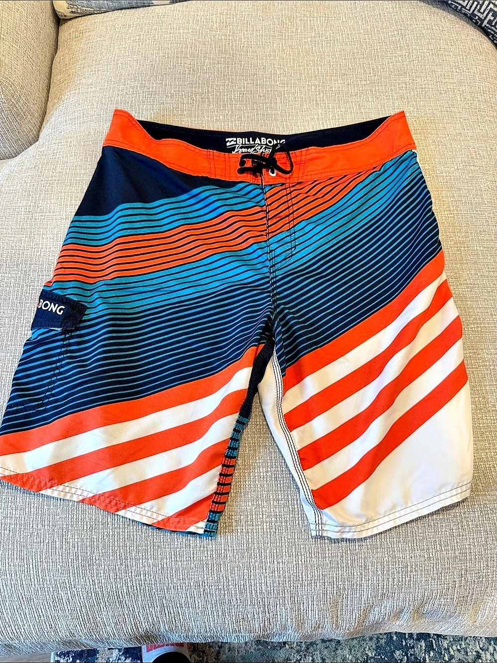 Billabong M110ASL Men's Striped Board Shorts Blue & Orange Waist 38